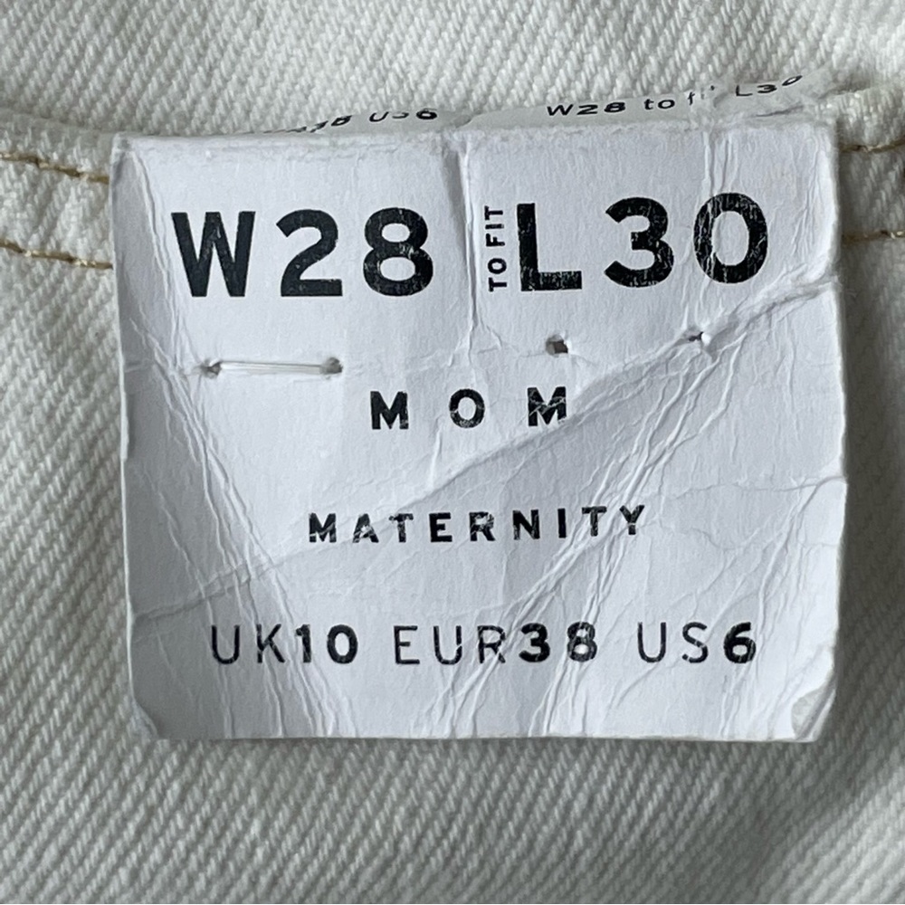 TOPSHOP MATERNITY NWT MOM PULL ON JEANS STRAIGHT LEG OVERBUMP WHITE 28 30 - Picture 10 of 12